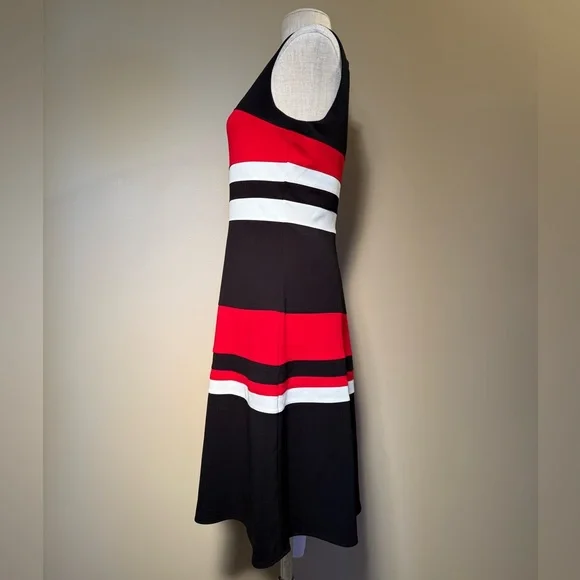 Tommy Hilfiger Black and Red Striped Midi Dress - Picture 6 of 8